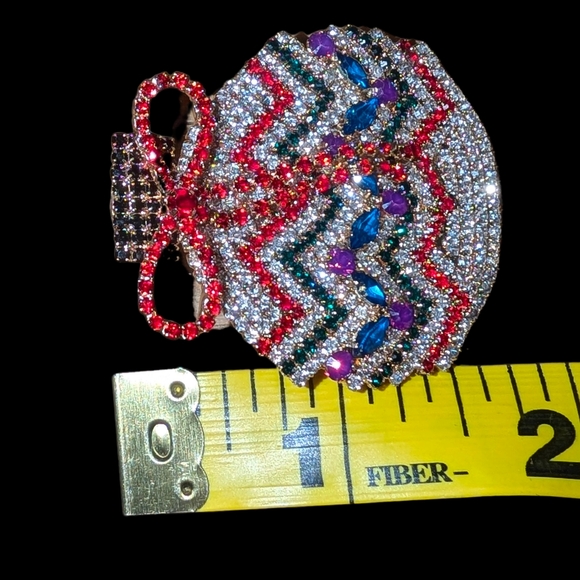 Rhinestone Ornament Earrings w/ Bow Tassels - Picture 5 of 6